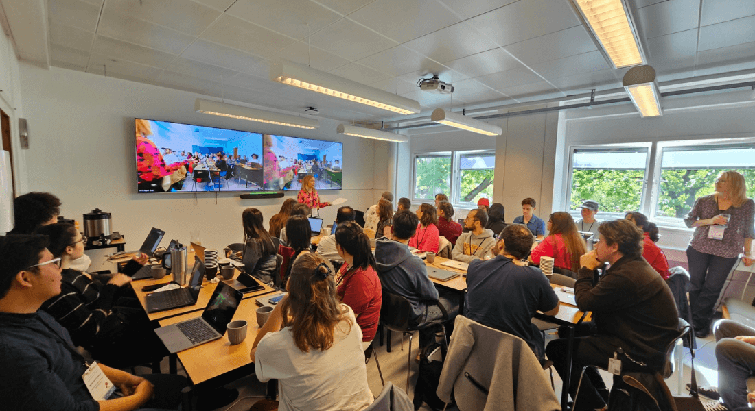 VOLT hosting a PhD course. People sitting in a room.