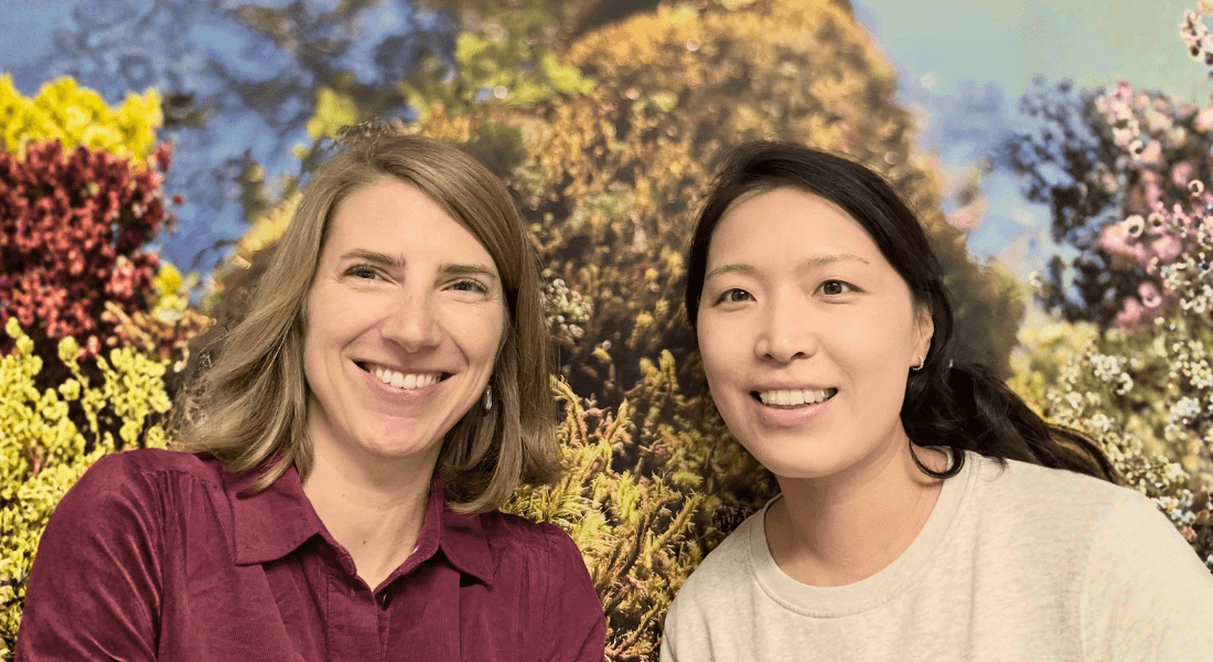 Two VOLT members from the Ecosystem Ecology group. From left: Associate Professor Kathrin Rousk, and Postdoc Mingye Yuan.